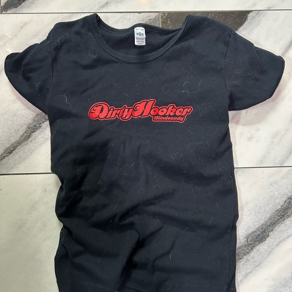 Edgy goth Y2K women’s graphic tee “Dirty Hooker”